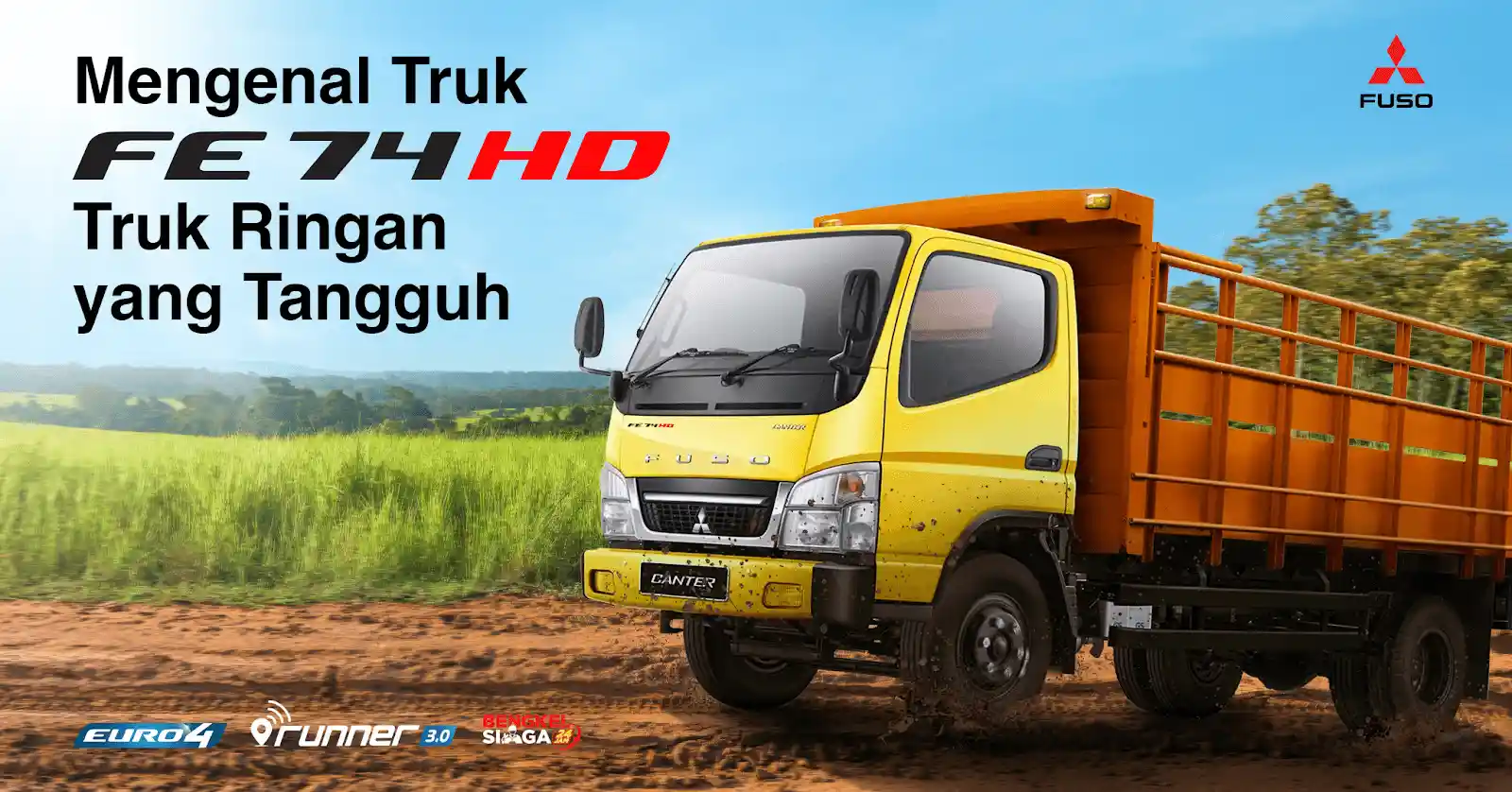 Mitsubishi Fuso Canter FE 74 HD sebagai referensi resmi untuk pembahasan daya tanjak dan kecepatan